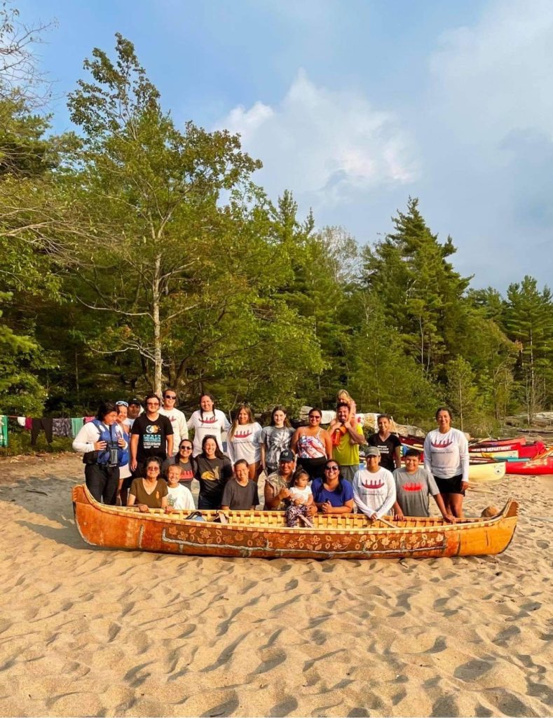 A photo of the participants in the Bemishkaajig canoe trip around Wasauksing First Nation.