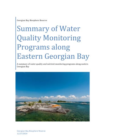 Summary of Water Quality Monitoring Programs report cover.
